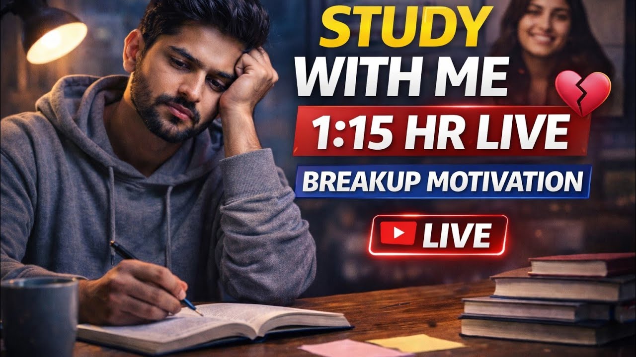 Study With Me LIVE 💔 | 1 Hour 15 Min Real Time Study | Breakup Motivation | Heartbroken Students