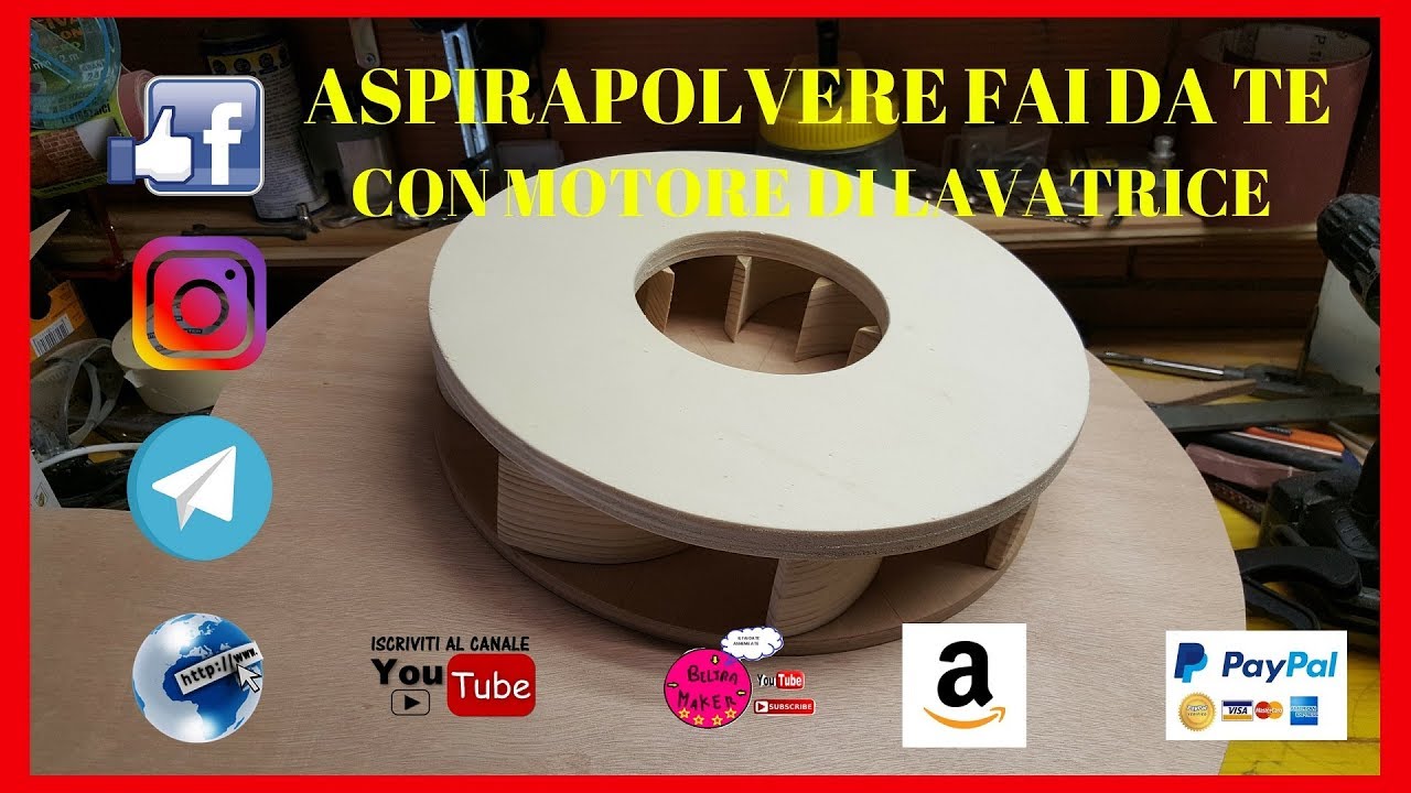 Aspirapolvere, aspiratrucioli fai da te, con motore di lavatrice e girante in legno