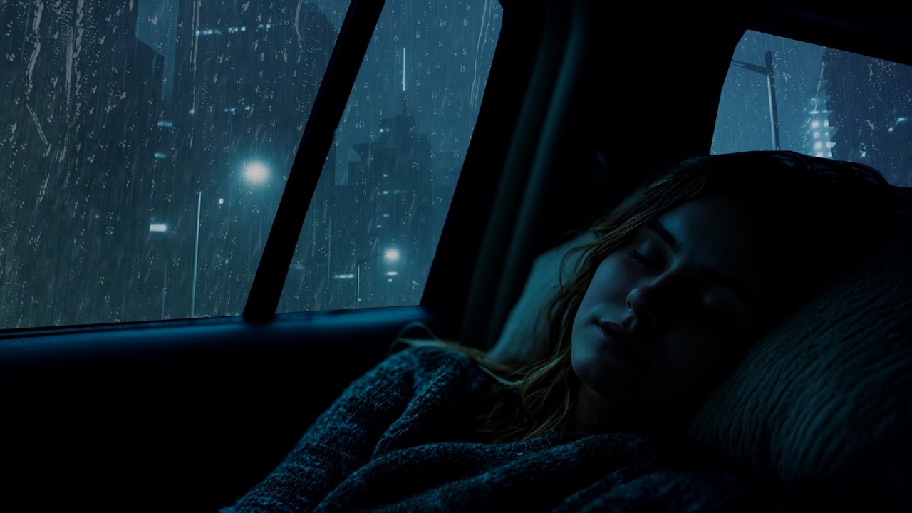 Rain Sounds for Sleeping in a Cozy Car 💤 3 Hours of Cyberpunk City Ambience, No Music