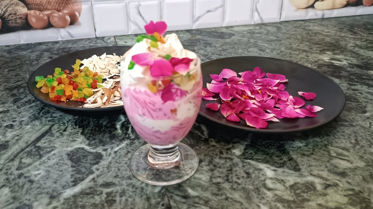 Faluda Recipe😋 How To Make Rose Falooda At home❤#ytshorts #faludaicecreamrecipe #rosefalooda #summer