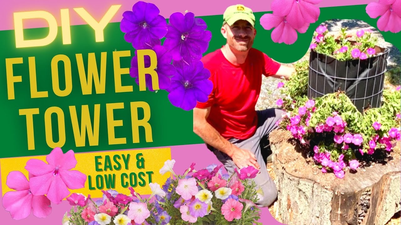DIY Flower Towers – Easy Garden Project, Low Cost (Petunia, Impatiens, & Begonias)