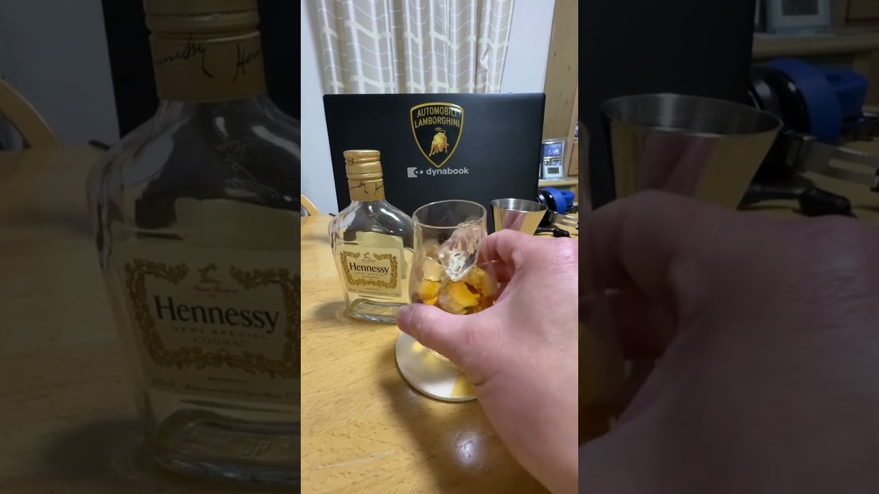 今夜はブランデー「ヘネシー」にしました！🥃#ブランデー#石原裕次郎#ヘネシー#グランケアン#テイスティンググラス#ジガーカップ