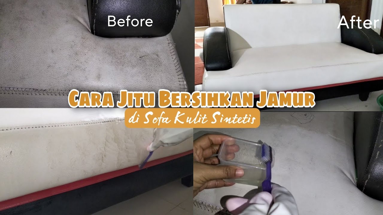 CARA BERSIHKAN SOFA DARI NODA & JAMUR YANG MEMBANDEL (sofa kulit sintetis)