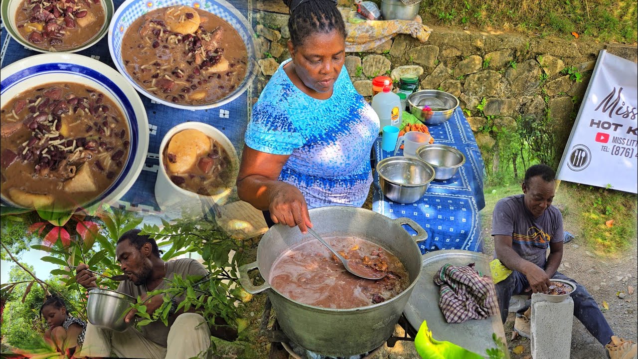 Red Peas Soup With Beef,Cowskin,Chicken Back & Chicken Foot| Real Authentic Out Door Cooking