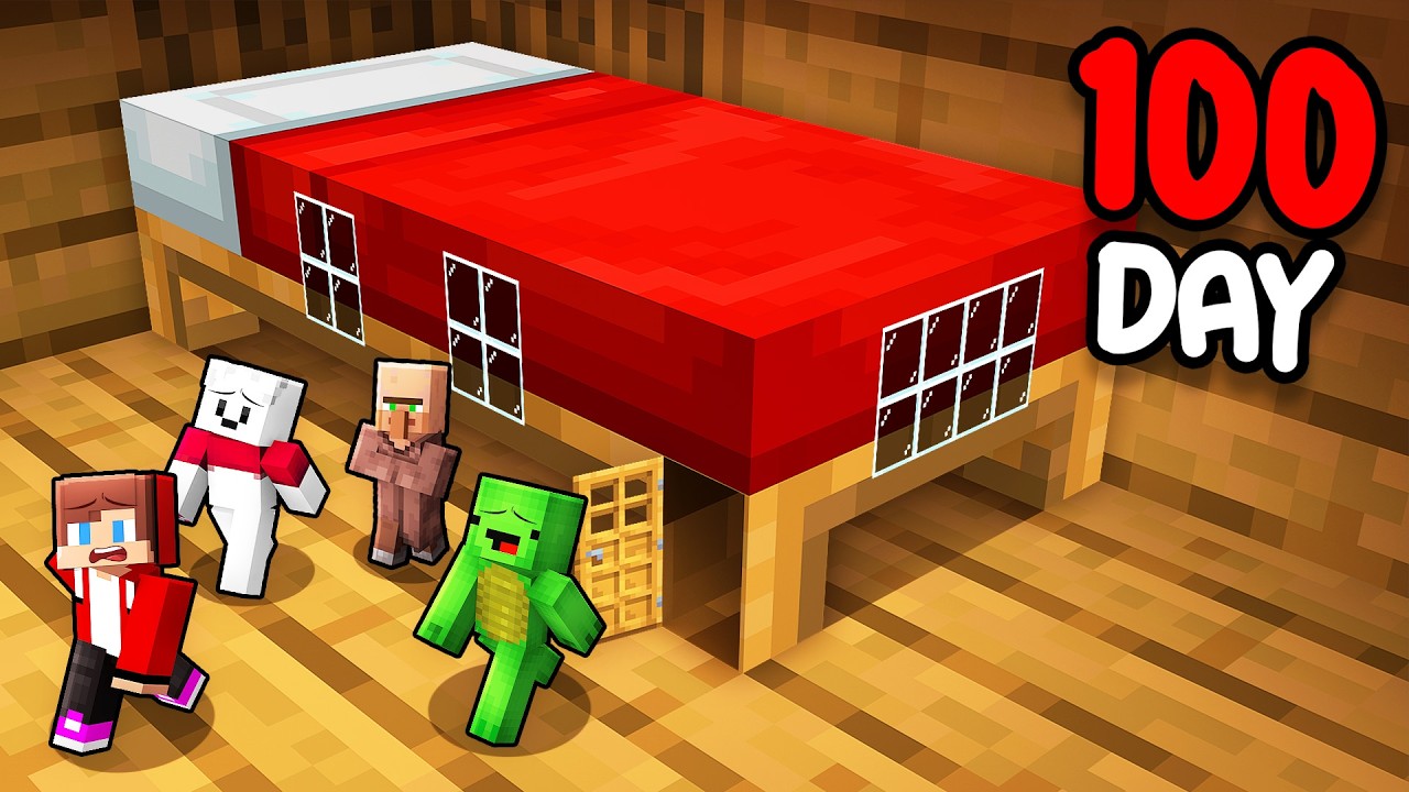 Mikey and JJ Friends Survive 100 Days inside Bed in Minecraft (Maizen)