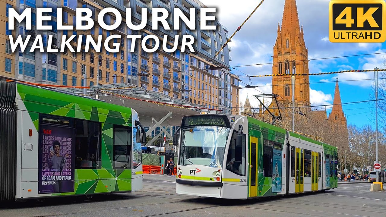 Melbourne Australia City Walking Tour - From Swanston Street to Degraves Street | 4K Video