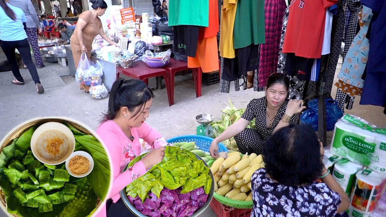Chợ Quê Buổi Sáng, Bán BÁNH ĐÚC Lá Cẩm Lá Dứa Ngon Mê Mẩn chỉ với 5 Ngàn