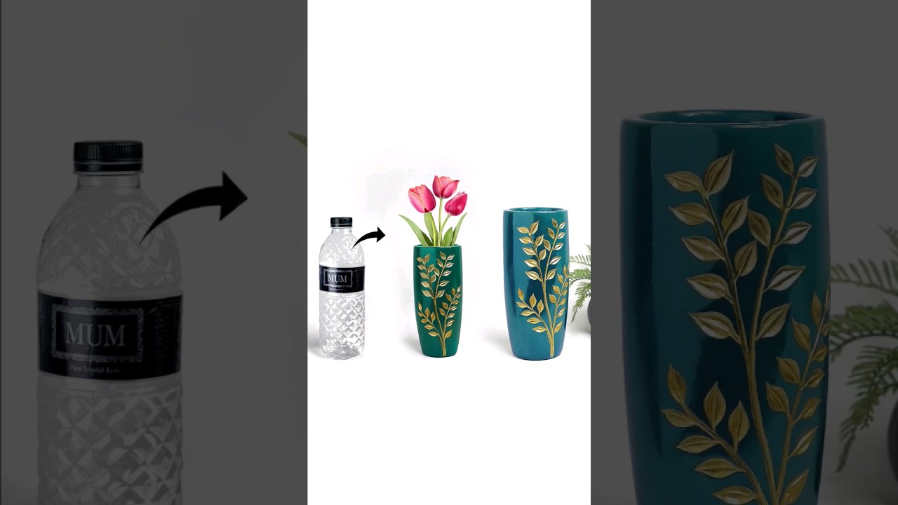 Plastic bottle flower vase #diy #roomdecor #craft