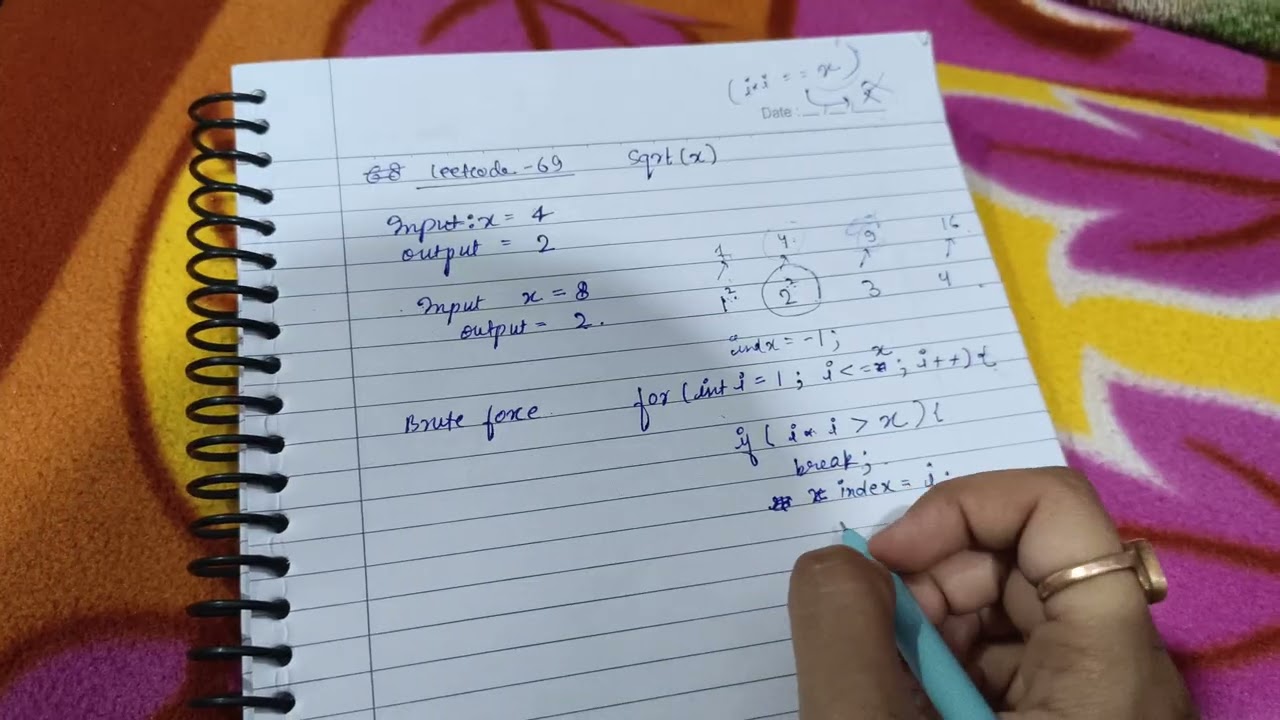 dAY 8 | LeetCode 69 – Sqrt(x) | Brute Force & Binary Search (Optimized) | Step-by-Step Explanation