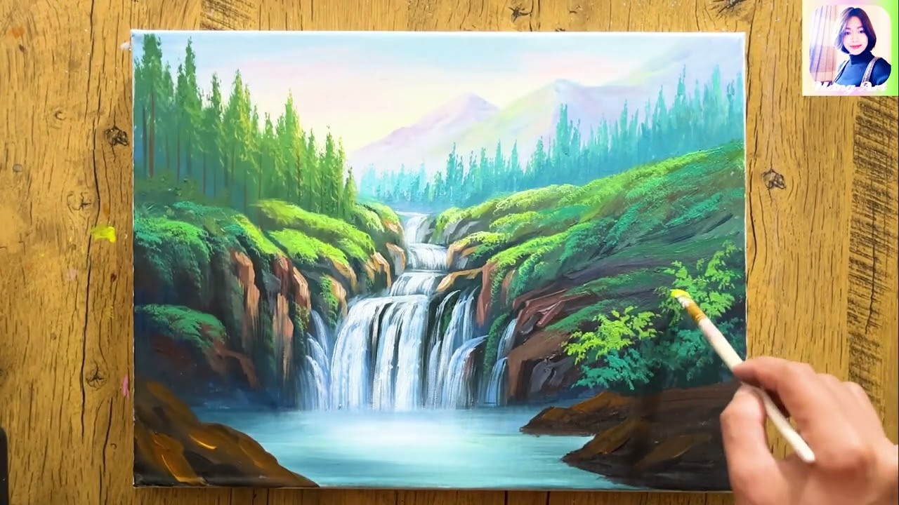 Acrylic Paintings - How to Paint Landscapes of Mountains and Rivers - Natural Landscape Paintings