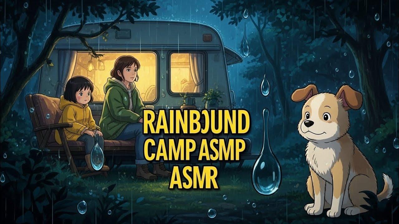 Rainbound Camp – Cozy Ghibli ASMR in the Jungle | Relaxing Rain, Cooking & Family Camping