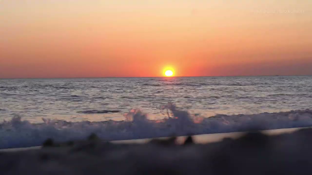 1 HOUR of Relaxing Baltic Sea Sunset with Calming Waves Sound and Harp