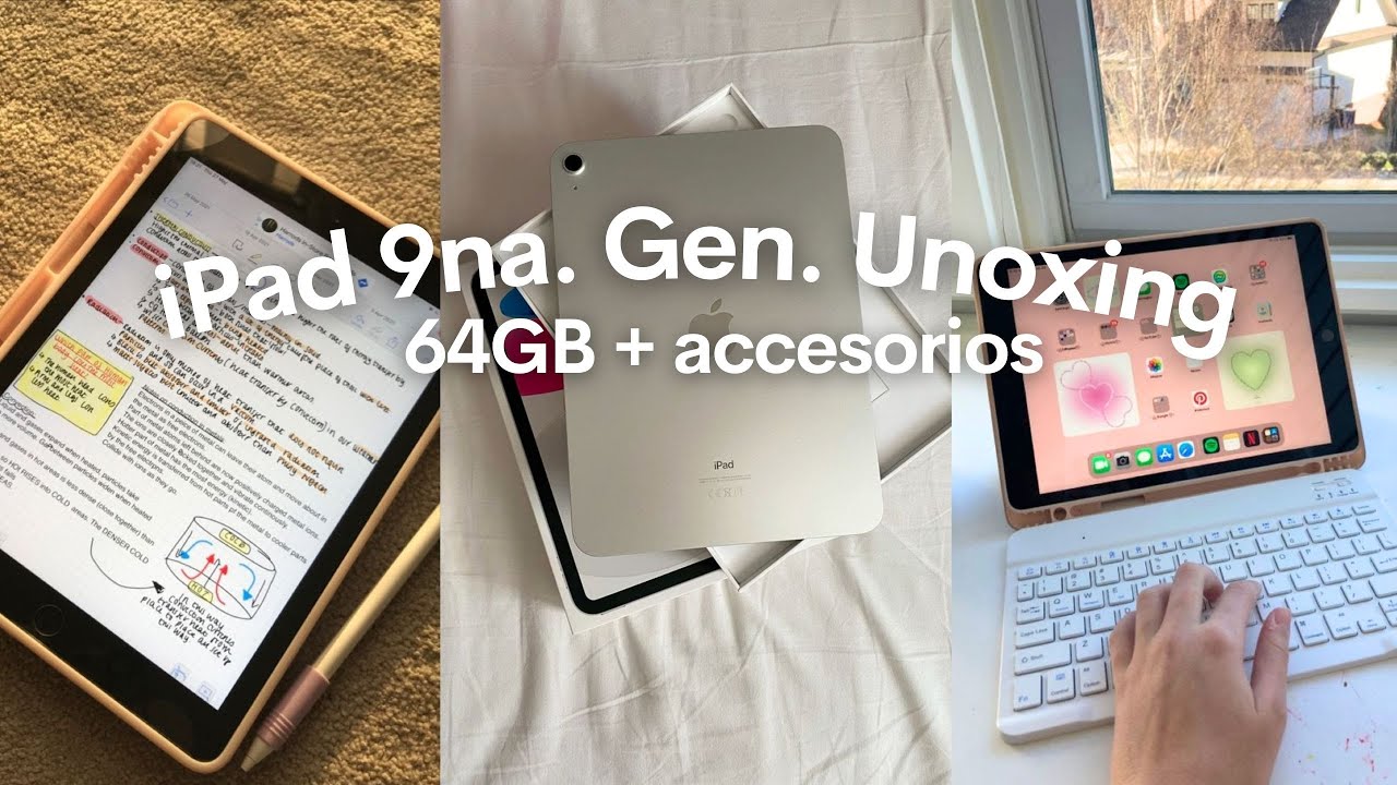 iPad 9 Unboxing + Apple pencil en 2025 ☁️ | 64 gt blanco, accesorios y configuración ✨