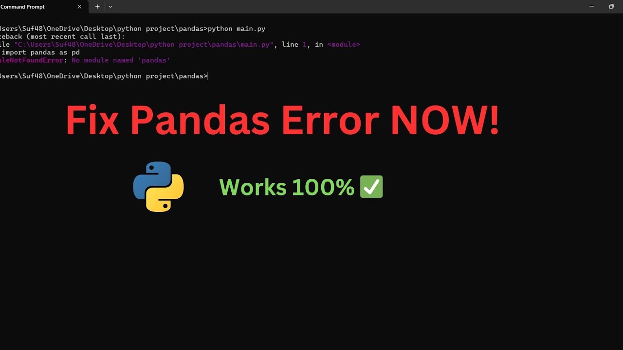 Fix ImportError: No module named 'pandas' | Install Pandas in VS Code (Windows, Mac, Linux)