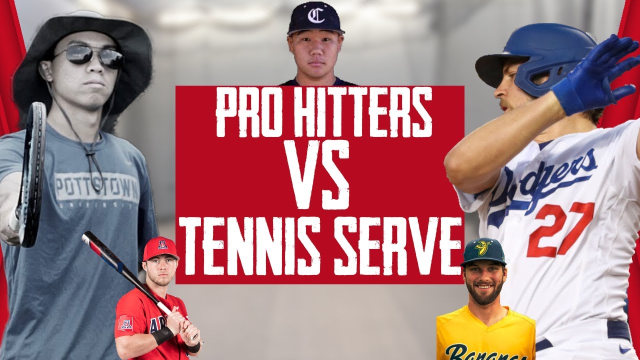 Pro Baseball Hitters Try to Hit a Tennis Serve!!