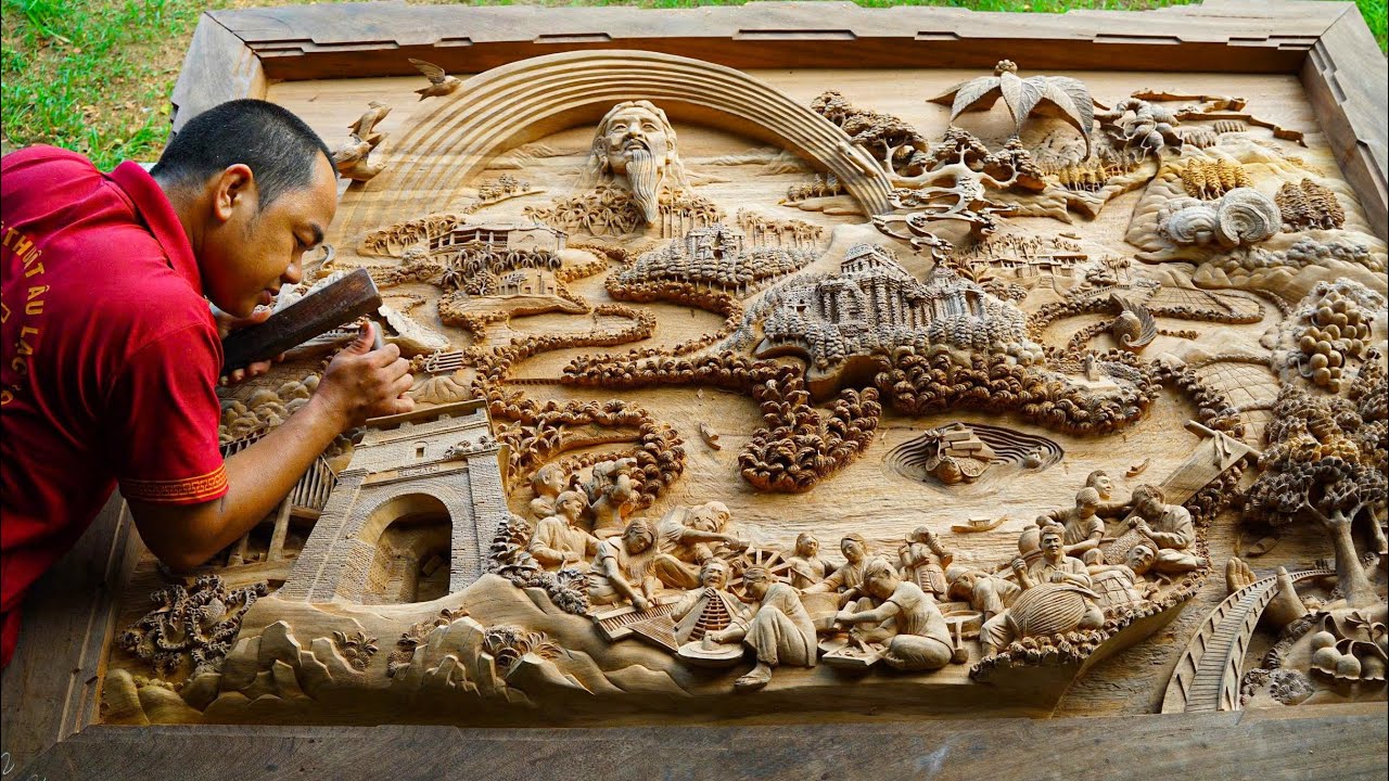 We Spent 700 Days Carving This Giant Wooden Wall Art | Sông Thu Núi Ngọc
