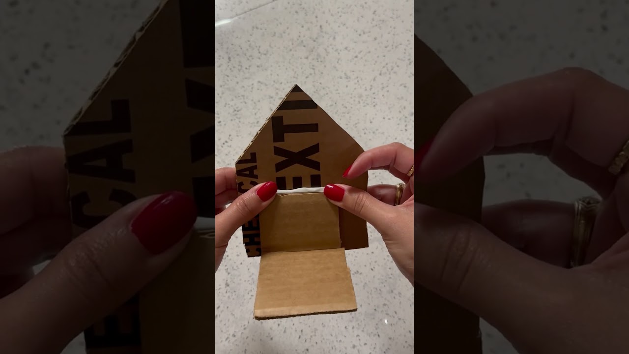 Easy Cardboard Gingerbread House DIY ✨ #christmas #gingerbreadhouse #christmasdecor #diy
