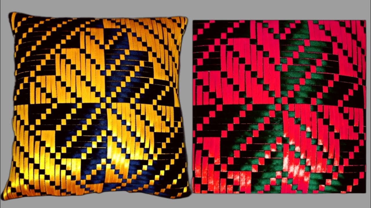 Striped Cushion Cover making from Ribbon design pattern pillow takiya at home in hindi capiton cojin