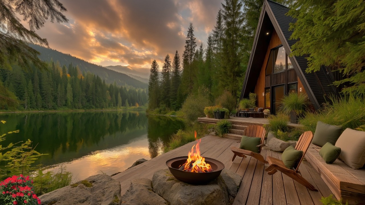 You Deserve This Peace 🍃 Spring Lakeside Firepit Ambience at Sunset