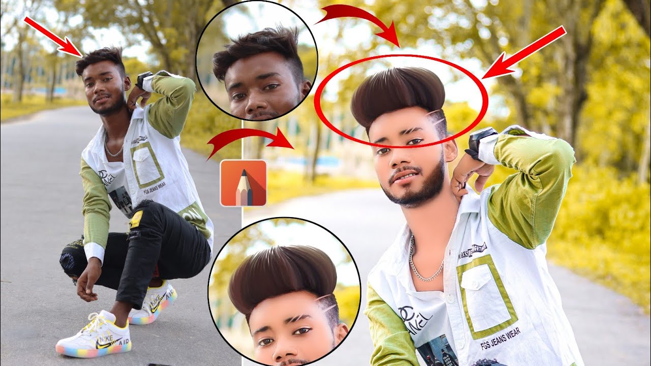Autodesk Hair Editing Step By Step || Sketchbook New Hair Style Editing || Autodesk Hair Editing