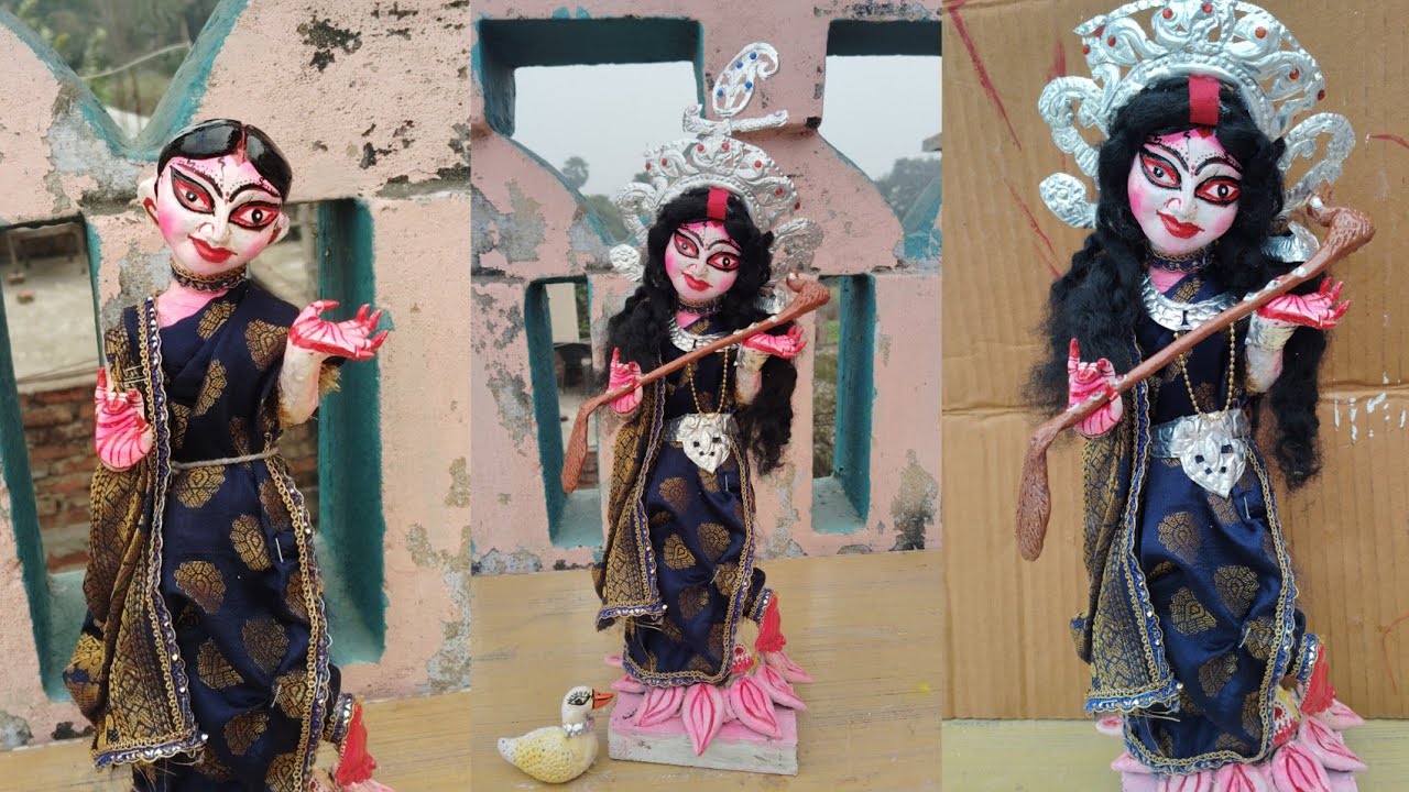 🪷सरस्वती माँ की मूर्ति को Colour और Decorate करना सिखे/Saraswati idol making 2026