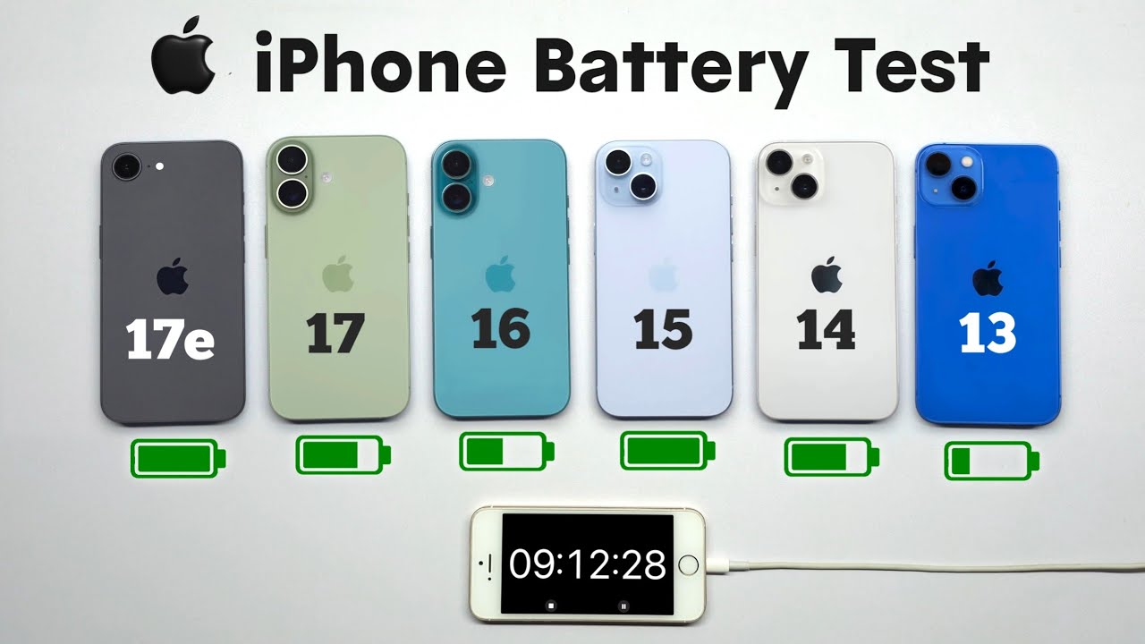 iPhone 17e vs 17 vs 16 vs 15 vs 14 vs 13 Battery Test | iOS 26 BATTERY DRAIN TEST