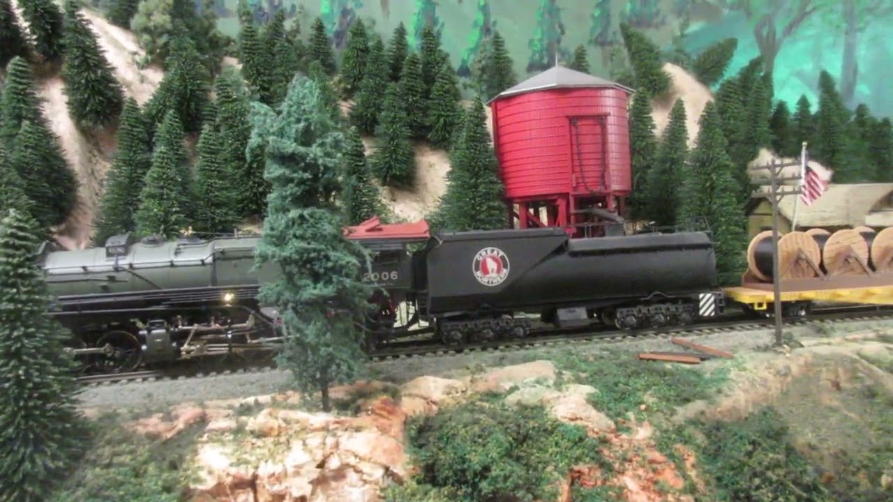 Great Northern Railway: GN N-3 'glacier green' 2-8-8-0 stopping for water at Willmar