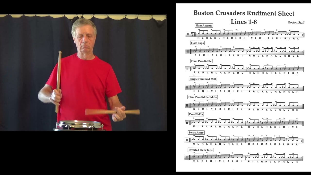 Boston Crusaders Rudiment Sheet 1-8