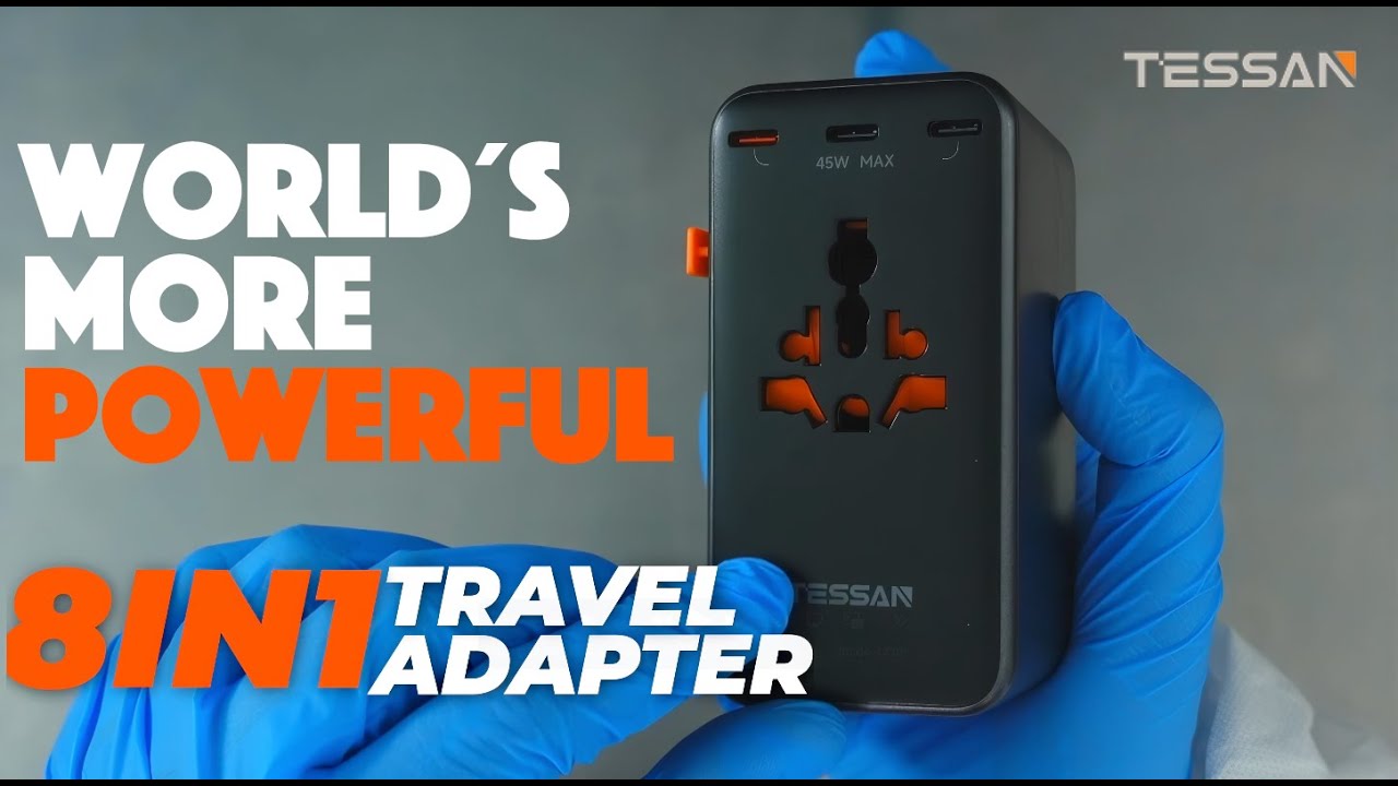 World&acute;s Most Powerful Travel Adapter- TESSAN 8 in 1 205W Gan Charger