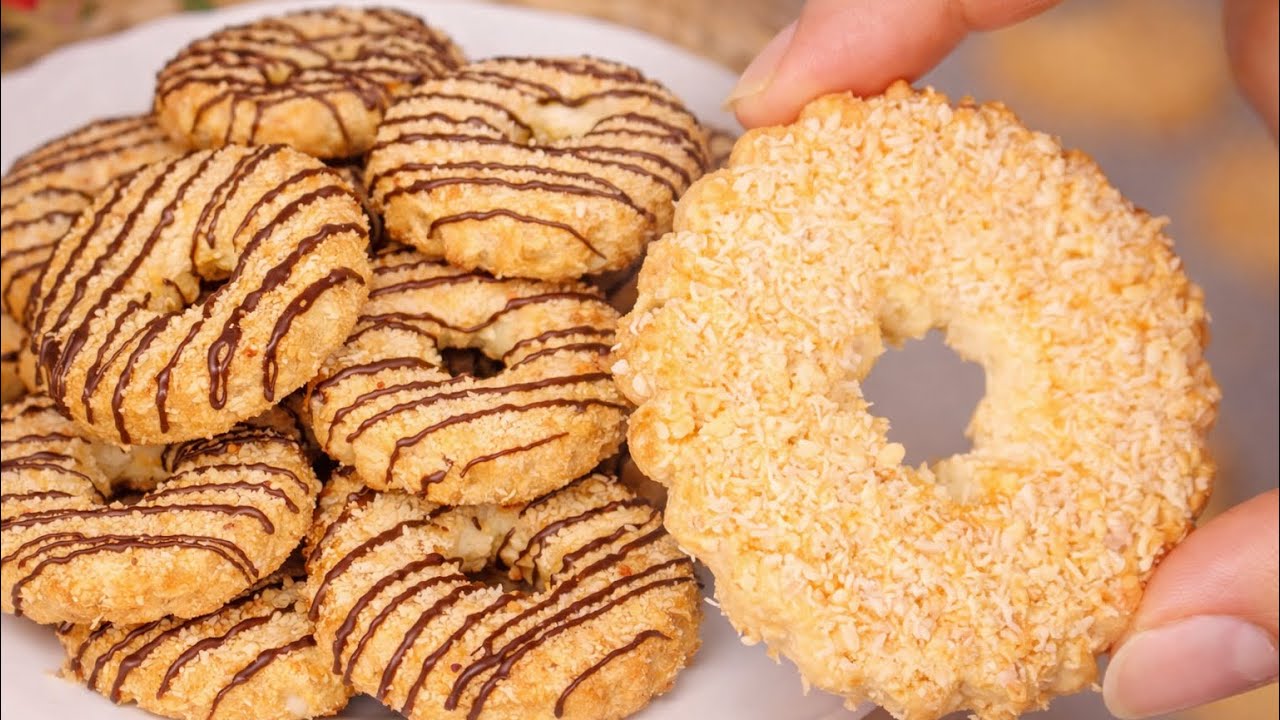Galletas de coco y limón fáciles 🍋🍫 Receta casera que se derrite en la boca (Coconut Lemon Cookies)