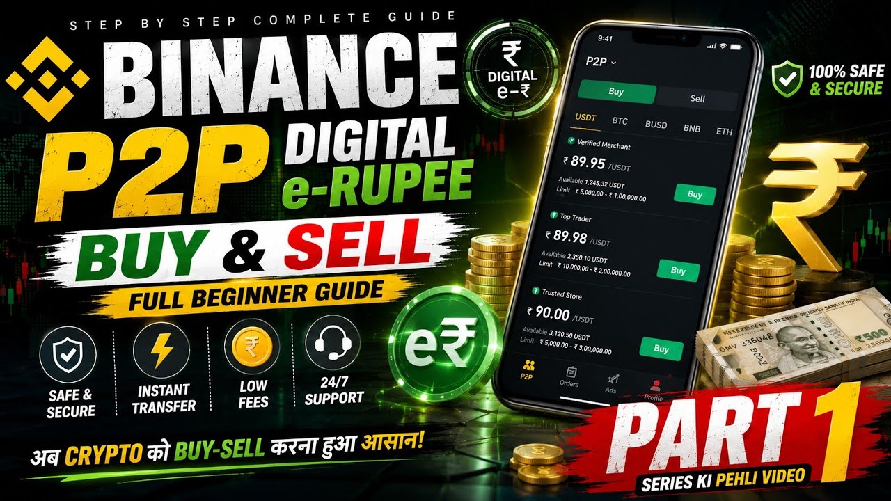 Binance P2P par Digital e₹ (e-Rupee) ka use karke USDT buy kaise kare?💰I PART 1 step-by-step process