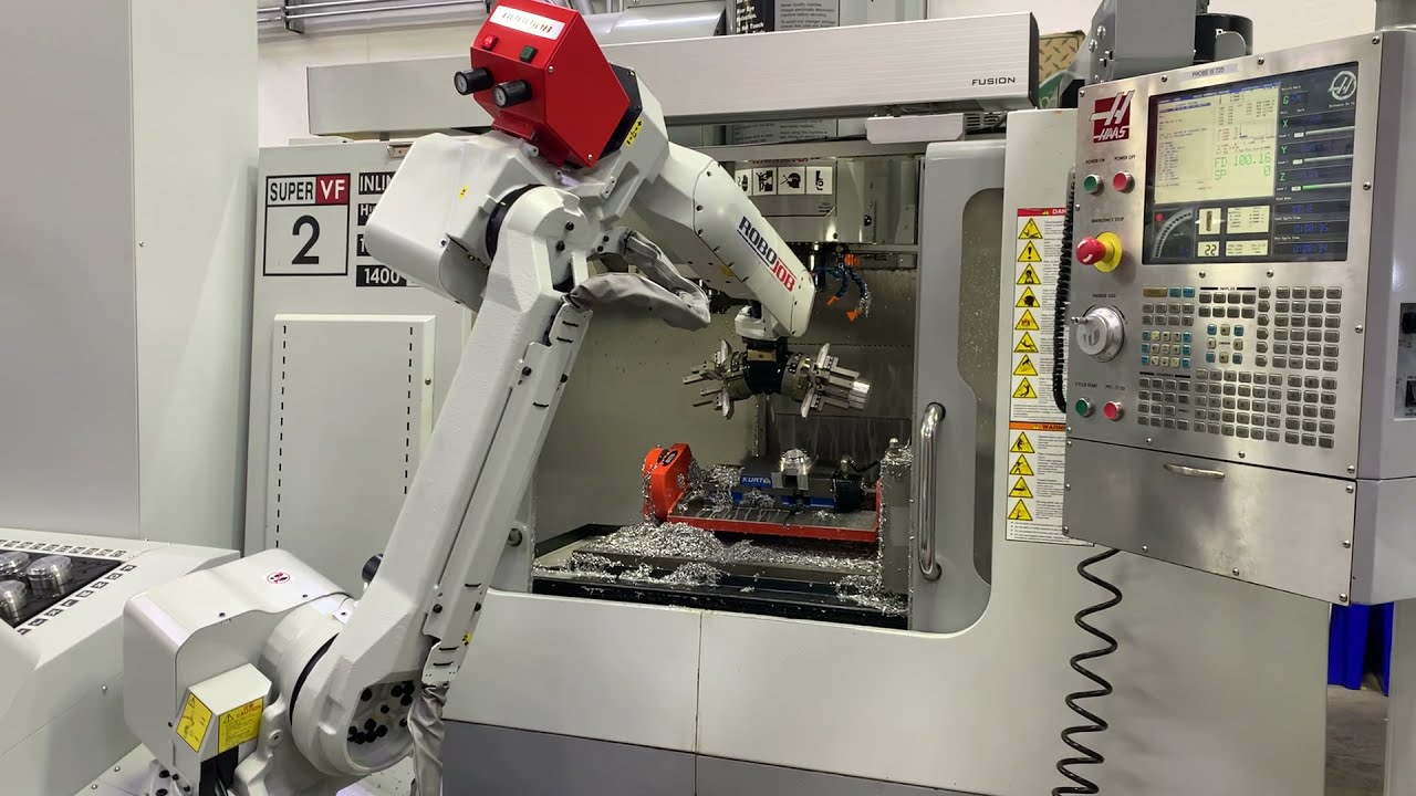 VID-29 CNC Automation | Haas VF-2SS | Mill-Assist Essential Machine-tending Robot | RoboJob-USA