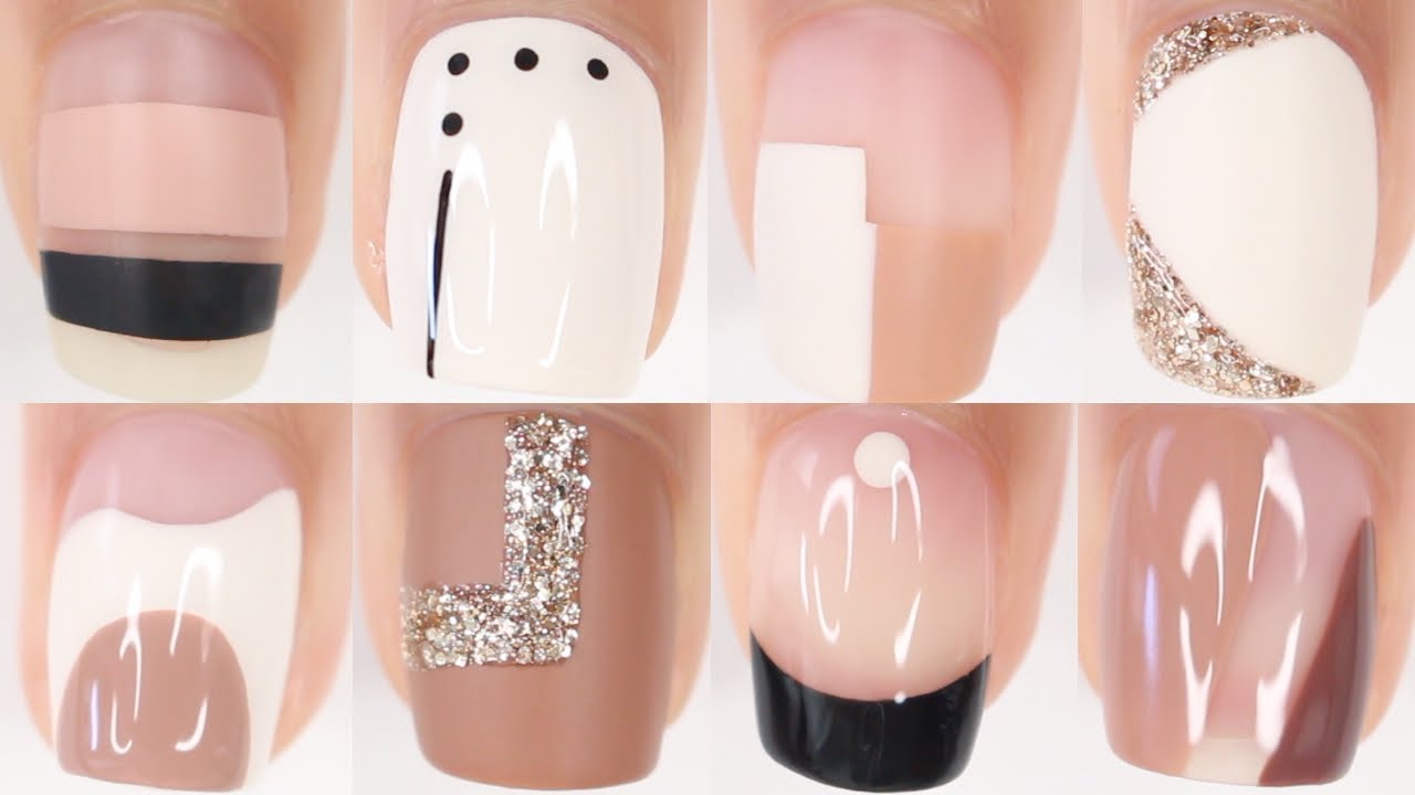 10 EASY NAIL ART IDEAS | brown nail art designs compilation - short nails