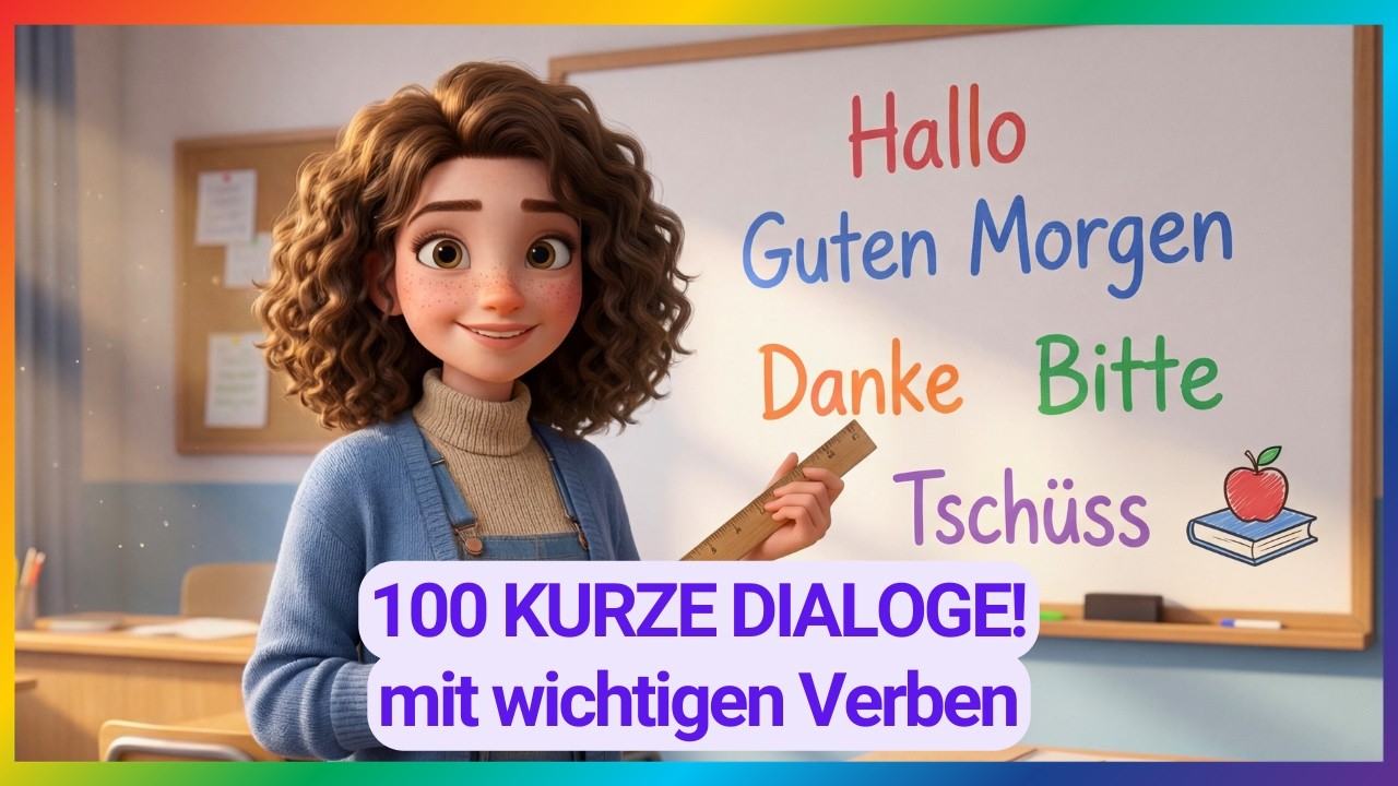 Deutsch lernen: Die 100 wichtigsten Verben in Alltagsdialogen! | A1-A2 Sätze