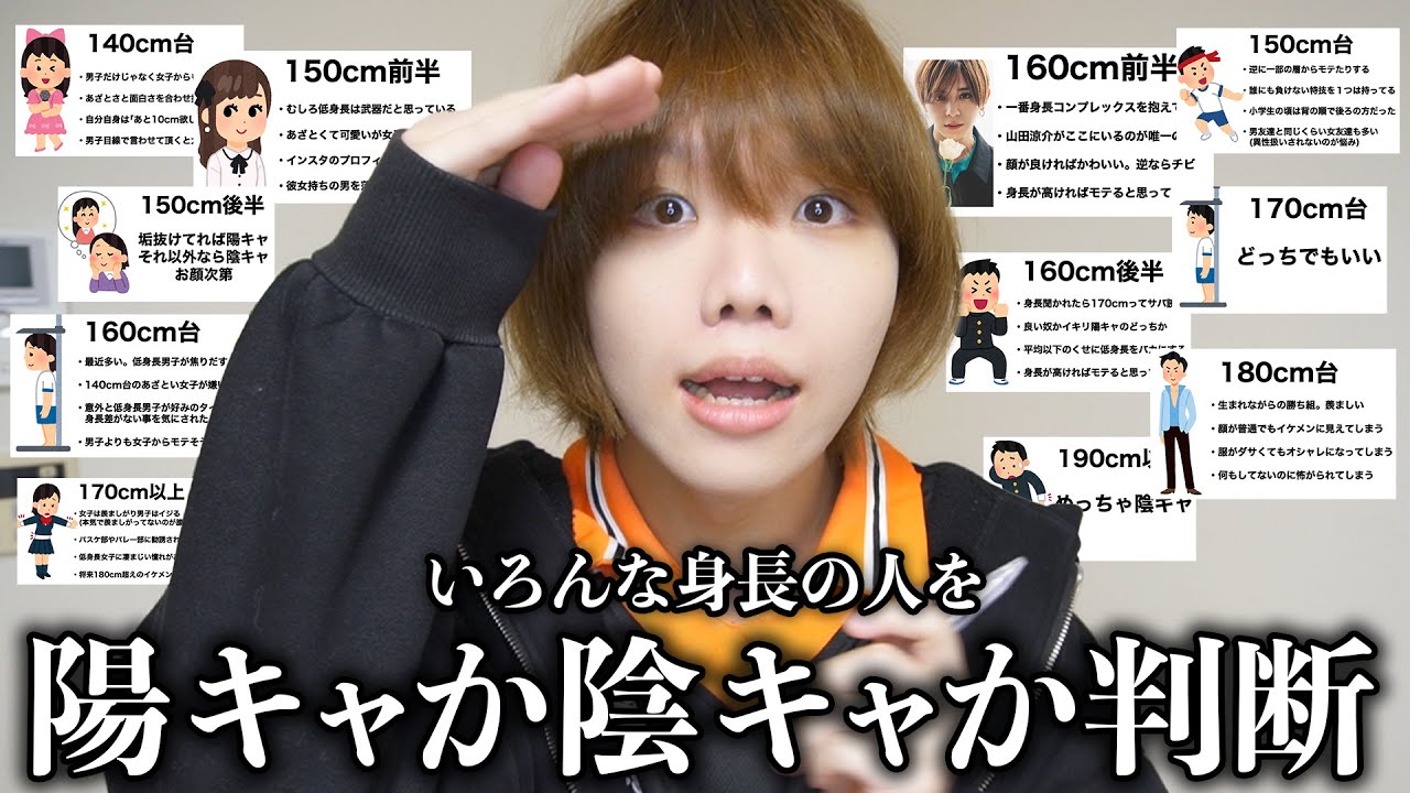 クラスに絶対一人はいる身長の奴を陽キャと陰キャにド偏見で分けてみたらおもしろすぎたww【プレゼン】