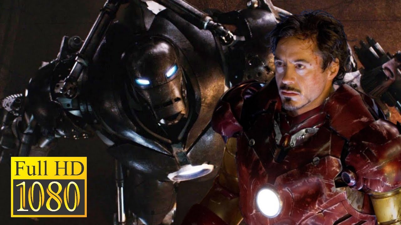 The final battle: Iron Man vs Iron Monger in the movie IRON MAN (2008)