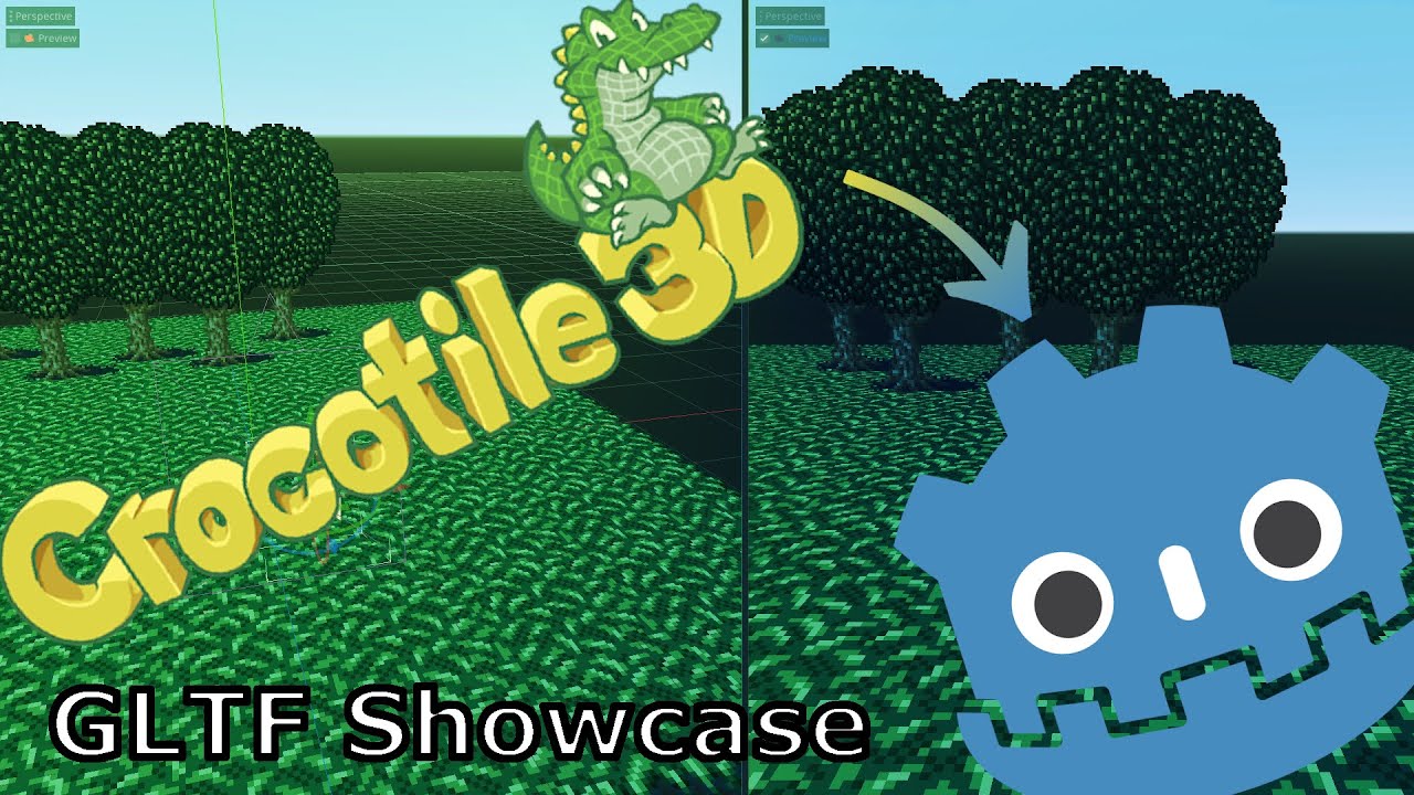 Crocotile 3D to Godot showcase featuring GLTF