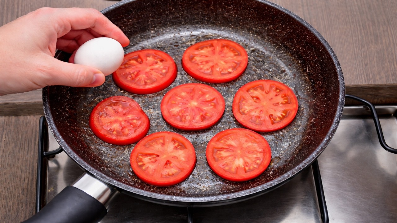 1 Tomato with 3 eggs! Quick breakfast in 5 minutes!