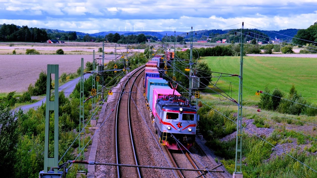 Tåg runt Lödöse Södra och Kattlebergstunneln - 4k60