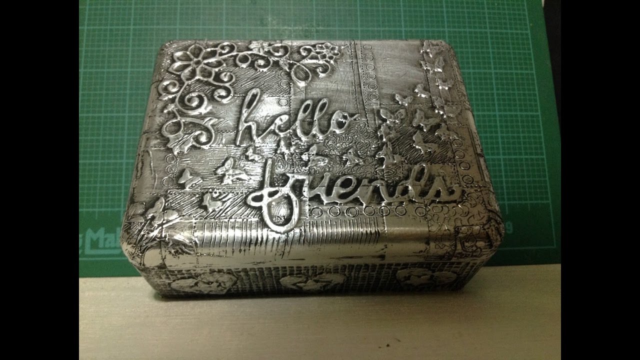 تزيين وتغليف علبه بأستخدام ورق السليفون  , metal tape art , metal embossing tutorial