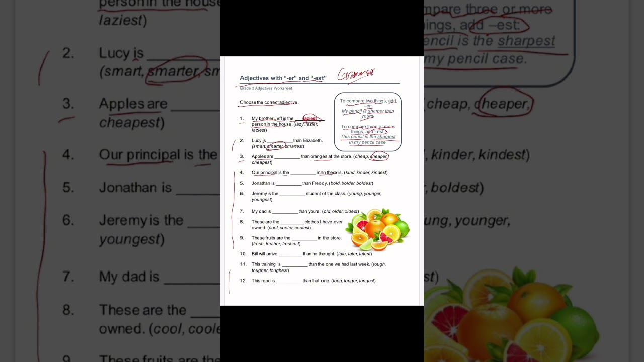Grammar lesson - Adjectives with "-er" and "-est" (2)
