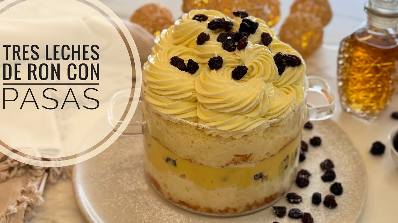TRES LECHES DE RON CON PASAS 
