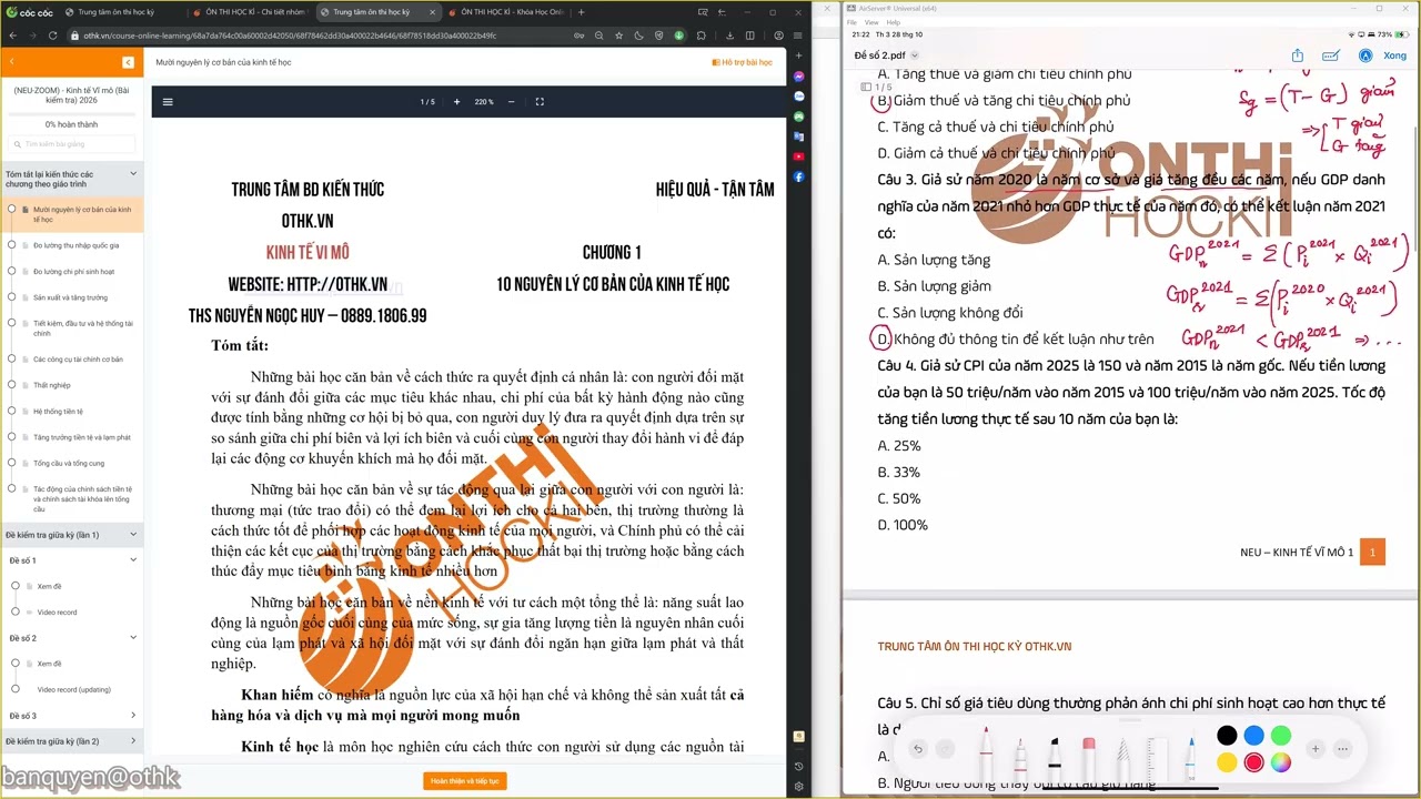 NEU - KINH TẾ VĨ MÔ - BÀI KIỂM TRA GIỮA KỲ - ĐỀ SỐ 2