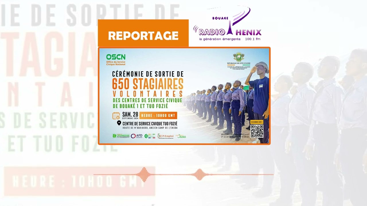REPORTAGE RADIO PHOENIX CENTRES DE SERVICE CIVIQUE DE BOUAKE 1 ET TUO FOZIE