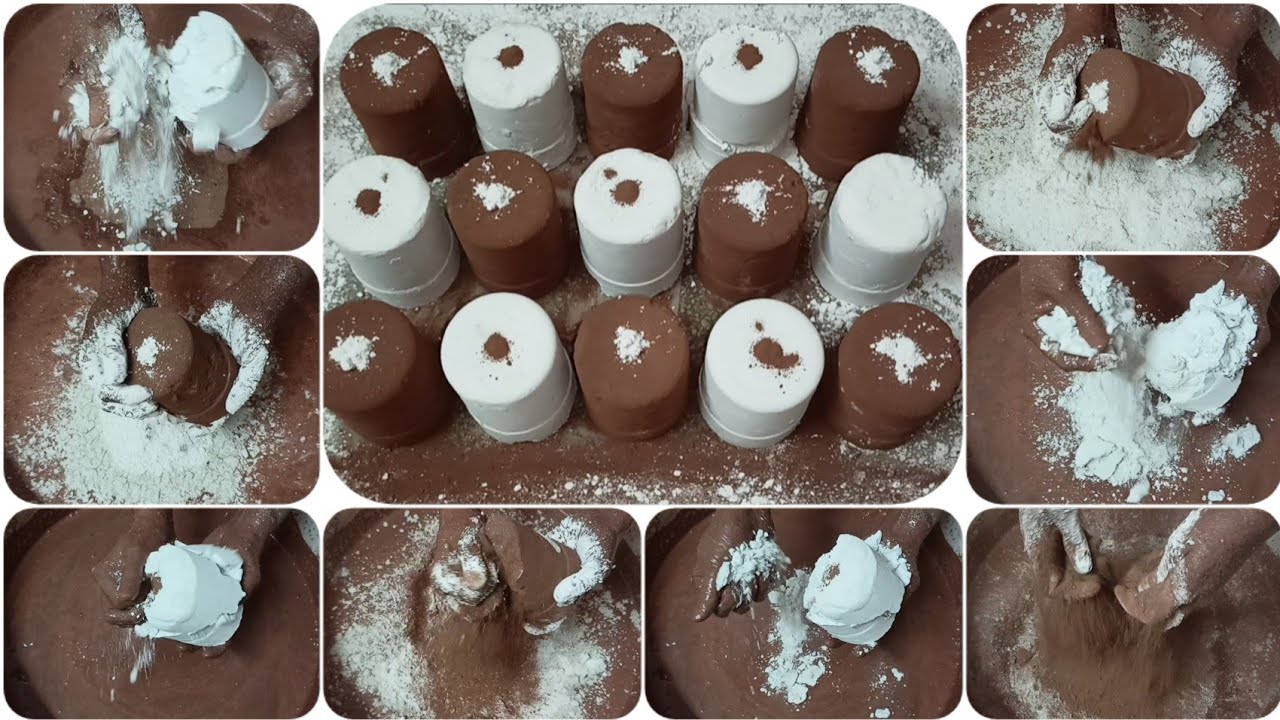 Req. by sweetymalik | White🤍Cement & Red❤️Dirt Combo Crumbling in💦& Paste Mixing/Playing ASMR #884