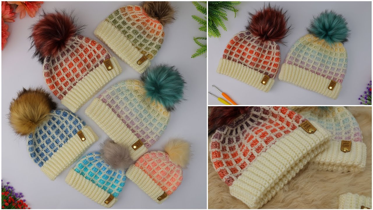 Easiest Crochet Beanie Tutorial! Gridstone Hat Pattern (Newborn to Large Adult)