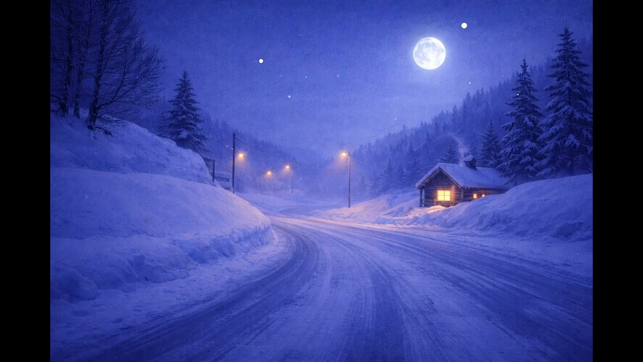 Quiet winter cabin at night | ambient sound for sleep