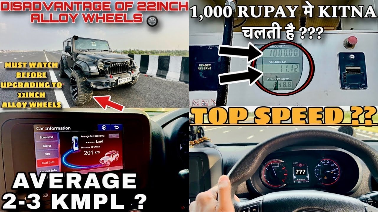 My Mahindra Thar Top Speed😈 & Average Test On Highway✅ After Upgrading To 22inch Alloy Wheels 🛞 |