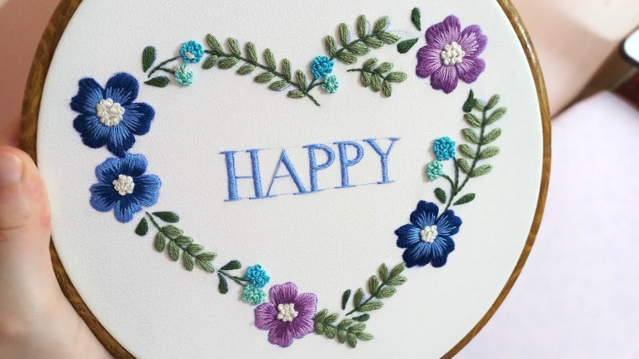 تعليم تطريز طارة قلب ورد للمبتدئين /غرزه الحشو المتداخل embroidery Tutorial for beginners