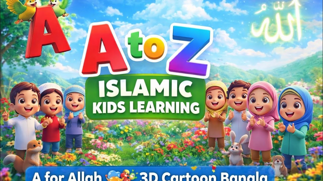 A to Z Islamic Kids Learning | A for Allah 🐦| 3D Cartoon Bangla Kids Video